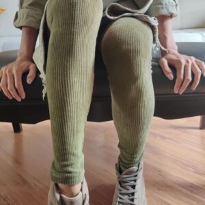 Green Velved High-Waist Legging